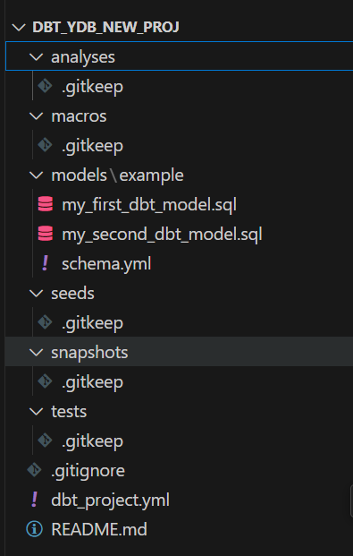 dbt-ydb new project structure